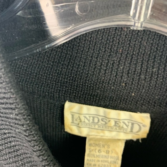 Vintage Lands End SMALL 100% Virgin Wool Sweater Tunic Black Mock Neck - Picture 3 of 4